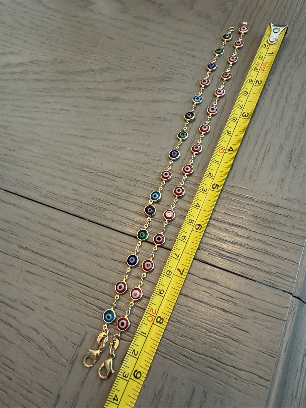 Bundle 2 items-18k Gold filled Multicolor Evil Eye Link Bracelets or Anklets